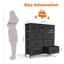 9-Drawer Fabric Dresser Storage Chest - Black
