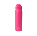 32oz Hydrate Pro Vacuum Insulated Stainless Steel Water Bottle Dark Pink: Dishwasher-Safe, Flip-Top Straw