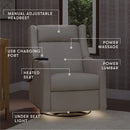 Kiwi Deluxe Power Recliner and Swivel Glider with Heat and Massage - Performance Cream Eco-Weave