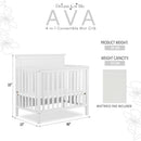 Ava 4-in-1 Convertible Mini Crib in White