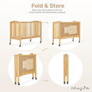 Full Size 2-in-1 Folding Stationary Side Crib - Natural Wood