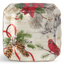 222 Fifth 12pc Holiday Wishes Square Dinnerware Set - Red