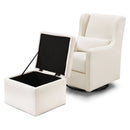 Adrian Swivel Glider with Storage Ottoman - Cream Linen