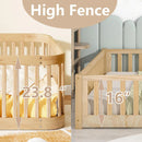 Montessori Twin Floor Bed Twin Size - Natural High Fence