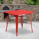 Feodora 31.5'' Square Metal Indoor-Outdoor Table - Red