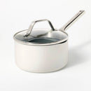 1.5qt Nonstick Ceramic Coated Aluminum Sauce Pan Cream