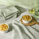3pc Waffle Kitchen Towels Green