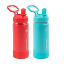 Insulated Stainless Steel Water Bottle - Red and Aquamarine