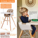 3-in-1 Convertible Wooden High Chair, Brown Color