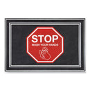 Apache Mills Message Floor Mats, 24 X 36, Charcoal/Red, "Stop Wash Your Hands" - APH3984528832X3