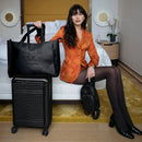 Vegan Leather Weekender Tote Bag - Black
