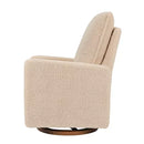 Cali Pillowback Swivel Glider in Chai Shearling w/ Dark Wood Base