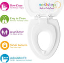 Elongated Toilet Seat with Built-In Potty Training Seat - White