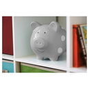 Ceramic Piggy Bank - Gray with White Polka Dots