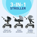 Modes Nest Travel System, 3-in1 Modular Carseat Stroller Combo - Bayfield