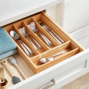 Bamboo 5 Compartment Flatware Drawer Organizer Brown
