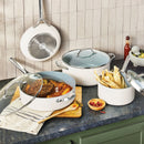 7pc Nonstick Ceramic Coated Aluminum Cookware Set Cream - ™