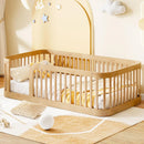 Montessori Twin Floor Bed Twin Size - Natural High Fence