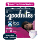 Girls' Nighttime Bedwetting Underwear - Size Large