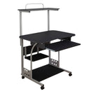 Mobile Computer Tower with Shelf - Black