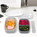 Stackable Lunch Box Container with Built-in Flatware - BPA-Free
