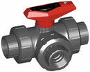 Georg Fischer Ball Valve, PVC, 3-Way True Union, 2-Piece, Pipe Size 3/4 in - 161543103