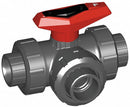 Georg Fischer Ball Valve, PVC, 3-Way True Union, 2-Piece, Pipe Size 1 1/4 in - 161543085