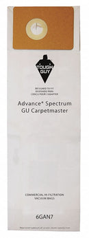 Tough Guy Vacuum Bag, Paper, 2-Ply, Standard Bag Filtration Type, For Vacuum Type Upright Vacuum - 6GAN7