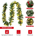 9 Feet Pre-Lit Snow Flocked Tips Christmas Garland With Red Berries