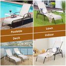 2 Pcs Outdoor Patio Lounge Chair Chaise Fabric With Adjustable Reclining Armrest-Gray