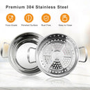 2/3 Tier Stainless Steel Steamer With Handles and Glass Lid-2-Tier