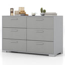 6 Drawer Storage Cabinet With Metal Legs Handles With Anti-Toppling Devices-Grey