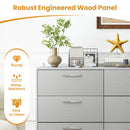 6 Drawer Storage Cabinet With Metal Legs Handles With Anti-Toppling Devices-Grey