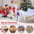 6 Feet Christmas Lighted Reindeer and Santa's Sleigh Decoration With 4 Stakes-White