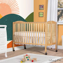 Full Size 2-in-1 Folding Stationary Side Crib - Natural Wood