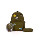 Kids' 16L Nylon Backpack with Headphone Pencil Pouch - Olive Green