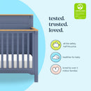 Shea 4-In-1 Convertible Crib - Cove Blue and Honey