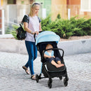 Portable Baby Stroller One-Hand Fold Pushchair W/ Aluminum Frame Blue