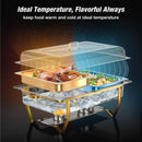 8QT 4-Pack Rectangle Chafing Dish Buffet Set - Gold