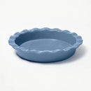 9" Round Stoneware Ruffle Pie Dish - Blue