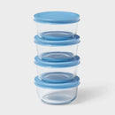 8-Piece Round Glass Food Storage Container Set - Blue