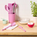 8pc Nylon Kitchen Utensil Set with Holder - Pink
