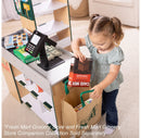 Freestanding Wooden Fresh Mart Grocery Store: Educational Focus on Money Concepts, 18 Pieces