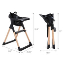 Float Easy Clean Foldable High Chair - Compact Modern Design - Black