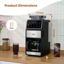 10-Cup Drip Coffee Maker With Built-in Grinder - Silver & Black