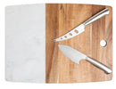 Marble & Acacia Server Board Set with Cheese Knives - 3-Piece Set