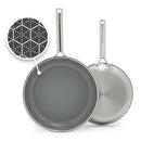 Hybrid Stainless Steel and Ceramic Nonstick Fry Pan Set - 10" and 12"
