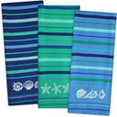 Cotton Embroidered Dishtowels - Blue