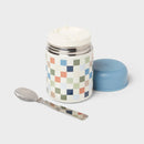 Kids' 10oz Checkered Food Jar With Spoon- Blue