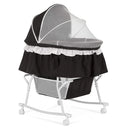 Lacy Portable 2-in-1 Bassinet & Cradle in Black, Lightweight Baby Bassinet with Storage Basket, Adjustable and Removable Canopy